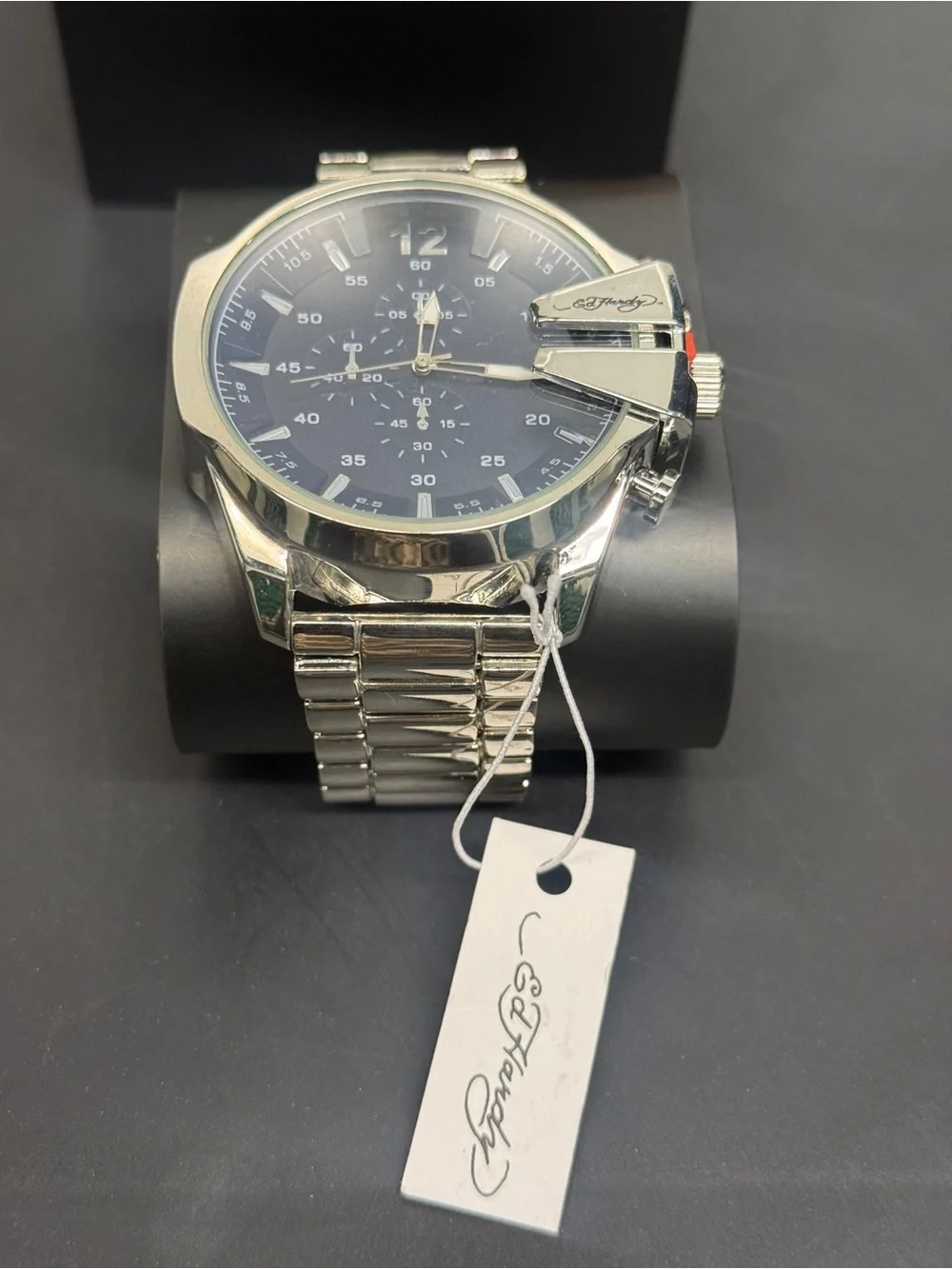 Ed Hardy Silver Watch with Blue Dial in Branded Box